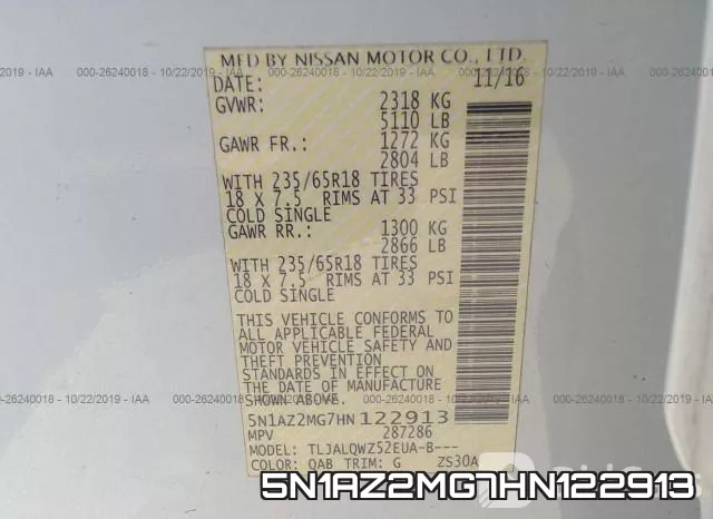 5N1AZ2MG7HN122913 фото 9