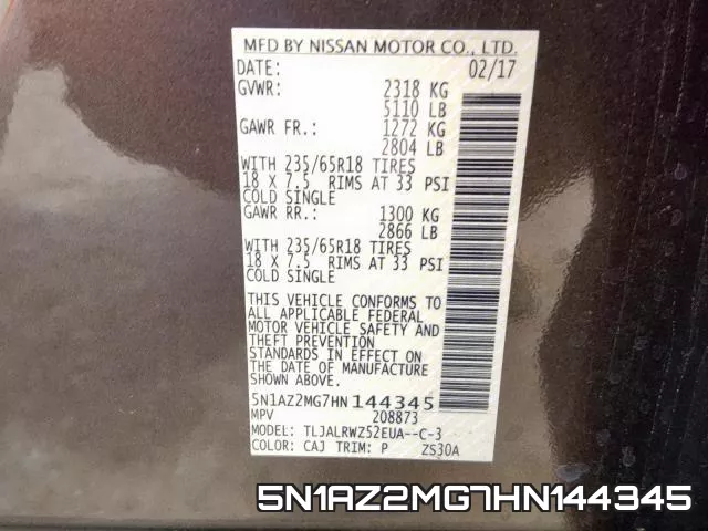 5N1AZ2MG7HN144345 фото 2