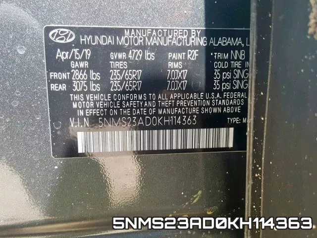 5NMS23AD0KH114363 фото 2