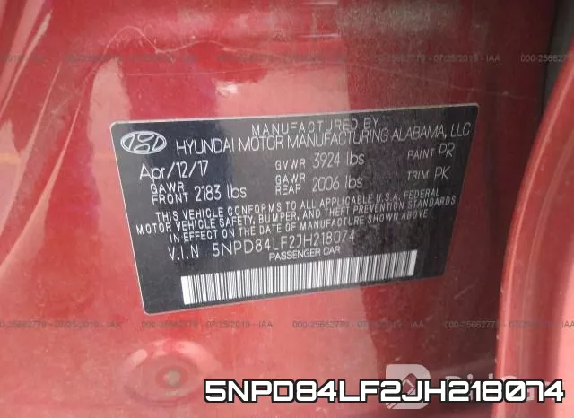 5NPD84LF2JH218074 фото 10