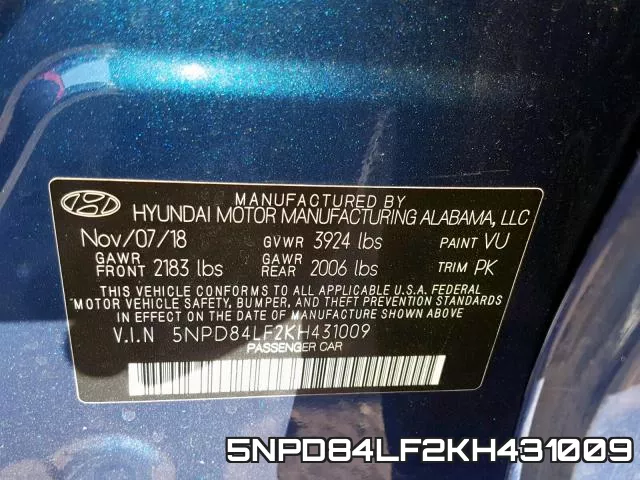 5NPD84LF2KH431009 фото 2