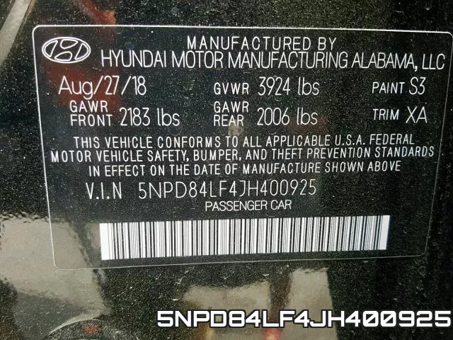 5NPD84LF4JH400925 фото 2