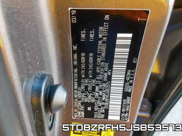 5TDBZRFH5JS853573 фото 2