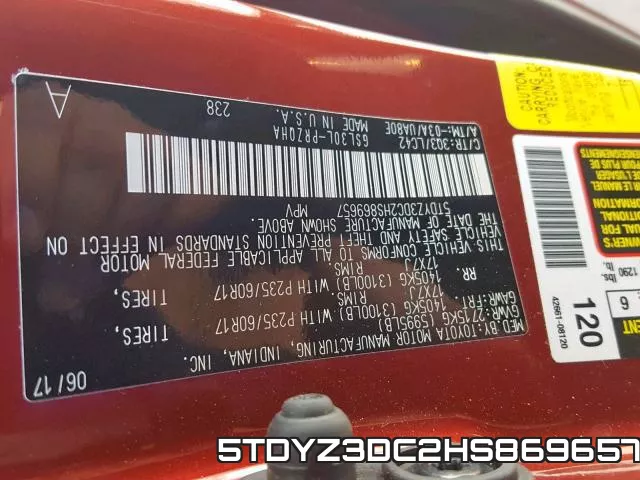 5TDYZ3DC2HS869657 фото 2