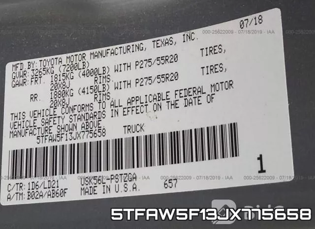 5TFAW5F13JX775658 фото 10