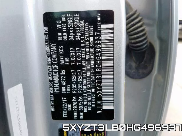 5XYZT3LB0HG496937 фото 2