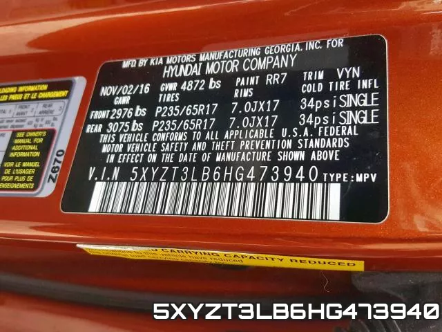 5XYZT3LB6HG473940 фото 2