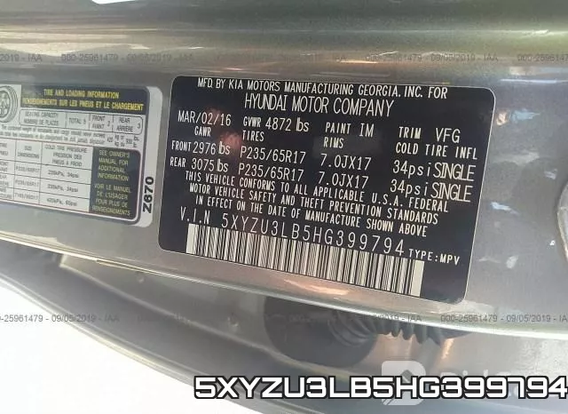 5XYZU3LB5HG399794 фото 10