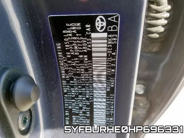 5YFBURHE0HP696331 фото 2