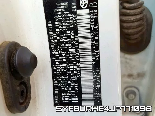 5YFBURHE4JP771098 фото 2
