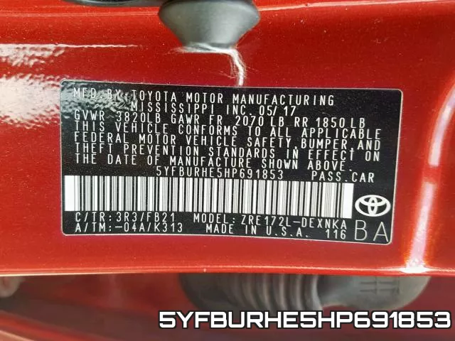5YFBURHE5HP691853 фото 2