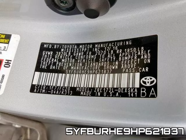 5YFBURHE9HP621837 фото 2