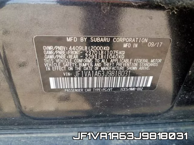 JF1VA1A63J9818031 фото 2