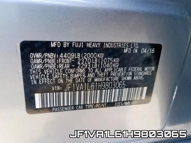 JF1VA1L61H9803065 фото 2