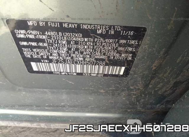 JF2SJAECXHH507288 фото 10
