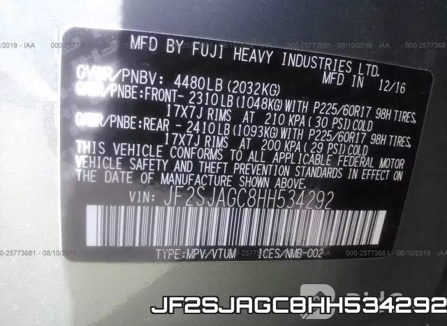 JF2SJAGC8HH534292 фото 10