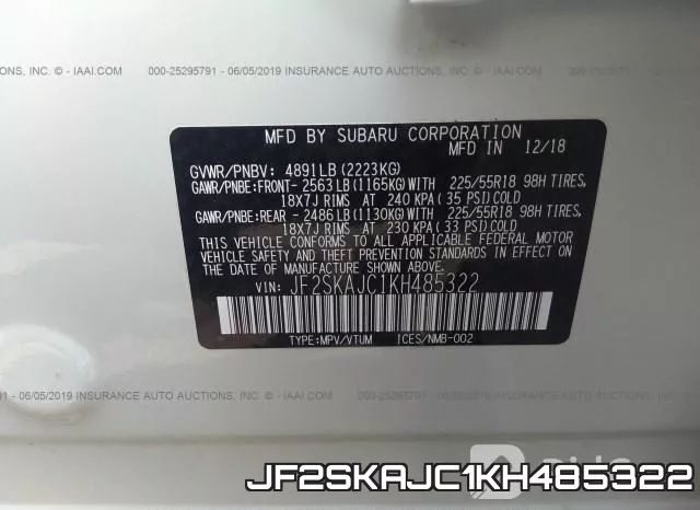 JF2SKAJC1KH485322 фото 10