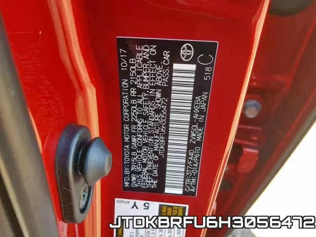 JTDKBRFU6H3056472 фото 2