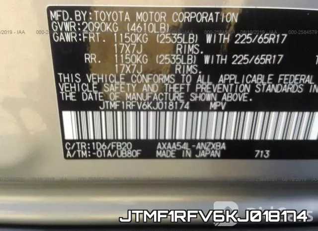 JTMF1RFV6KJ018174 фото 10