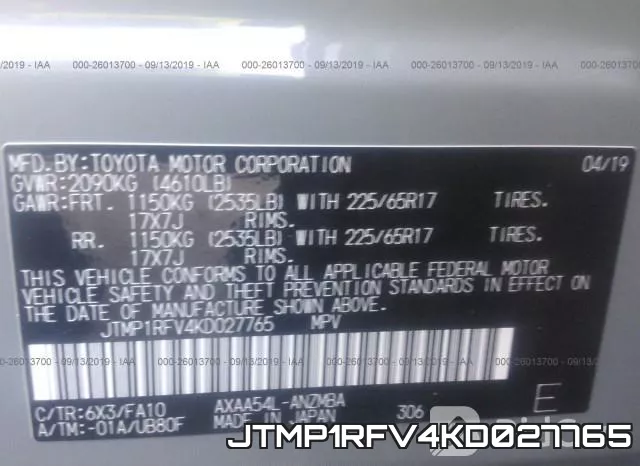 JTMP1RFV4KD027765 фото 10