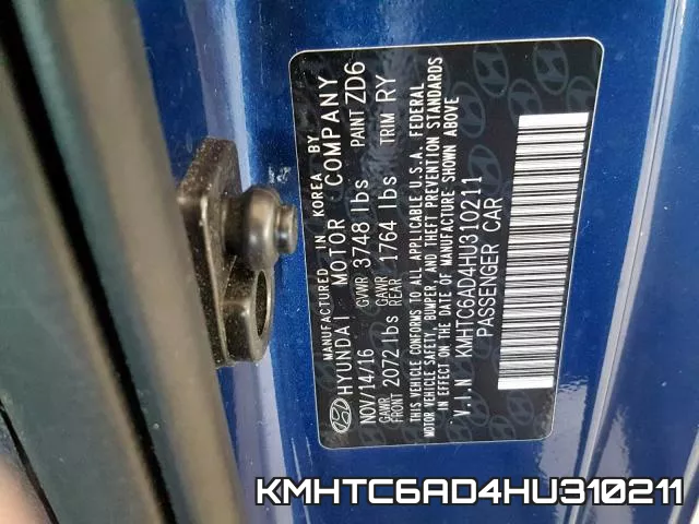 KMHTC6AD4HU310211 фото 2