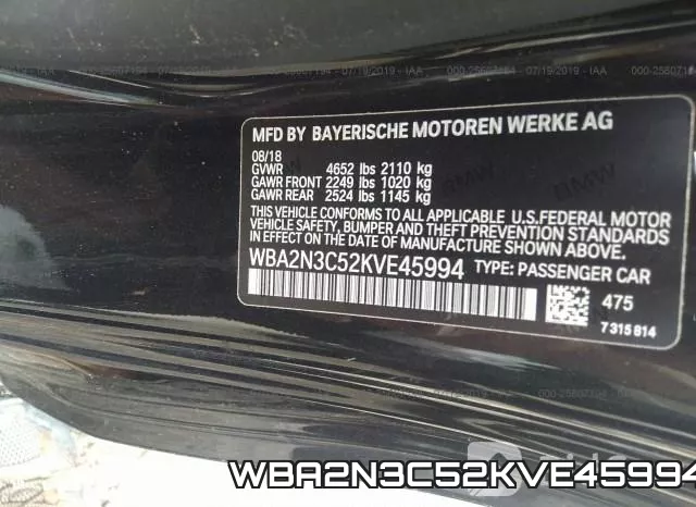 WBA2N3C52KVE45994 фото 10