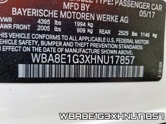 WBA8E1G3XHNU17857 фото 2