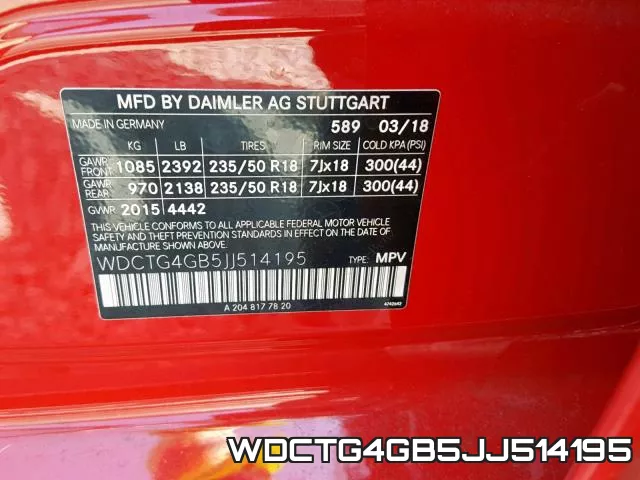WDCTG4GB5JJ514195 фото 2