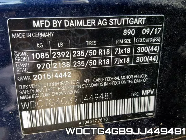 WDCTG4GB9JJ449481 фото 2
