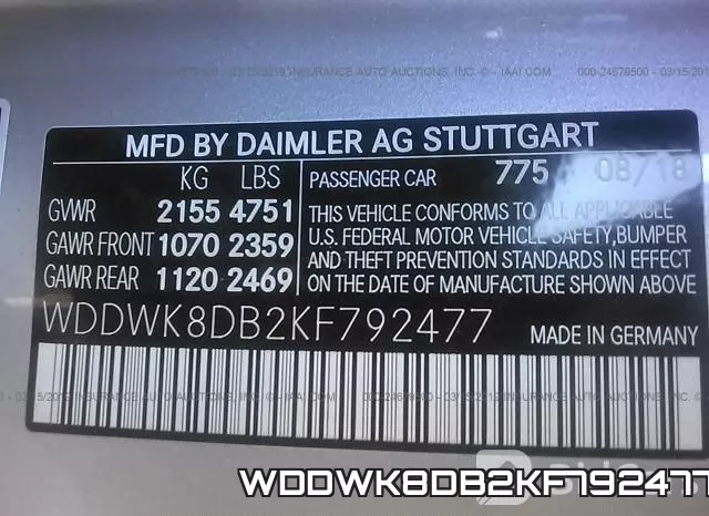 WDDWK8DB2KF792477 фото 10