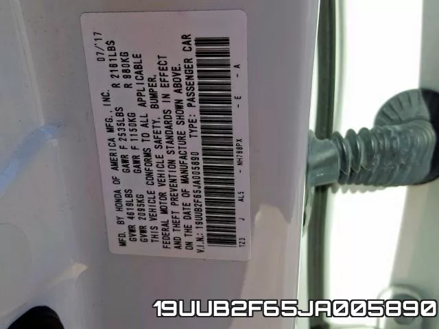 19UUB2F65JA005890 фото 2