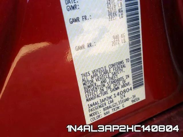 1N4AL3AP2HC140804 фото 2