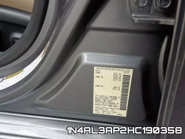 1N4AL3AP2HC190358 фото 2