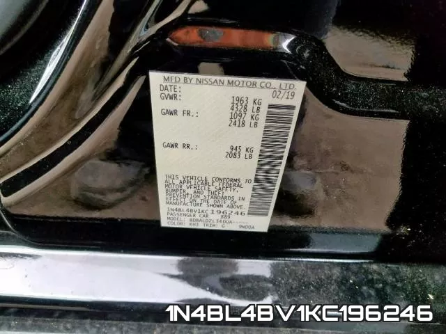 1N4BL4BV1KC196246 фото 2
