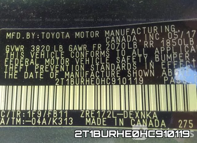 2T1BURHE0HC910119 фото 9