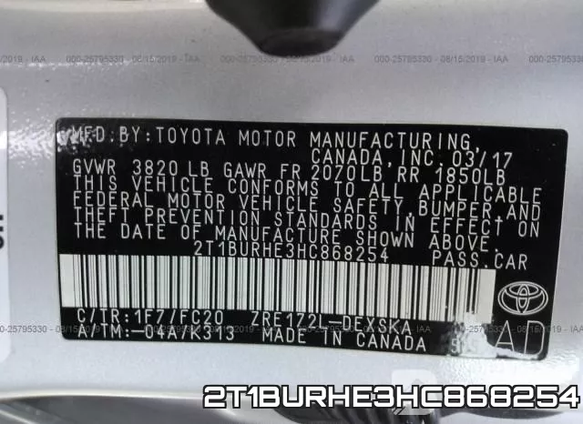 2T1BURHE3HC868254 фото 10