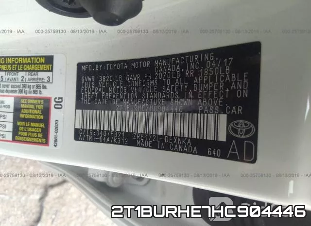 2T1BURHE7HC904446 фото 10