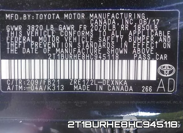 2T1BURHE8HC945118 фото 10