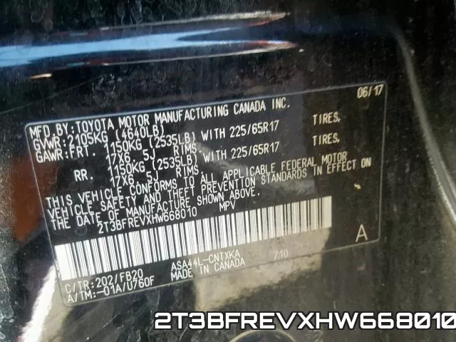 2T3BFREVXHW668010 фото 2