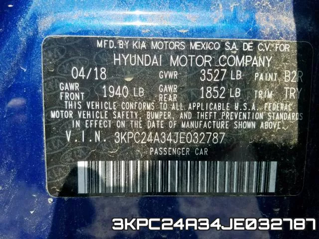 3KPC24A34JE032787 фото 2