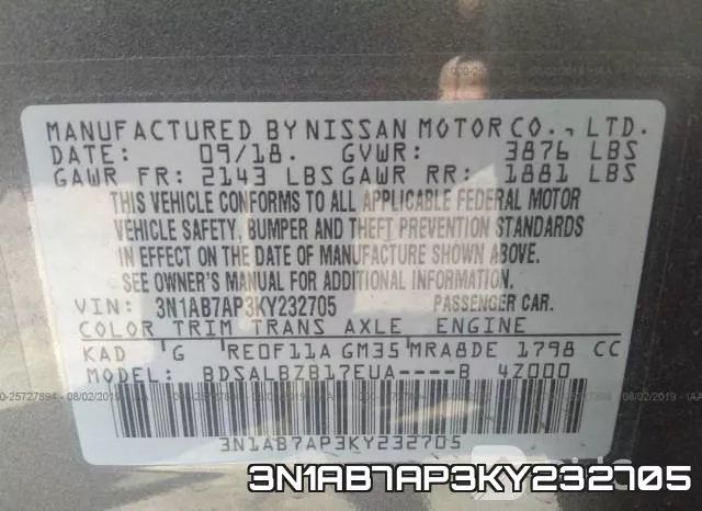 3N1AB7AP3KY232705 фото 10