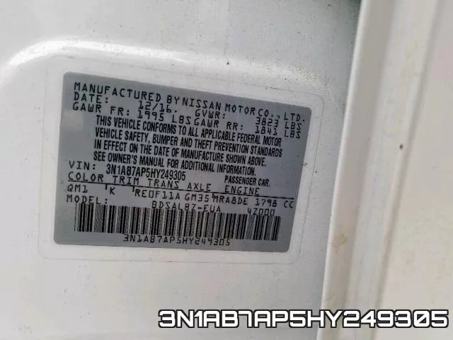 3N1AB7AP5HY249305 фото 2