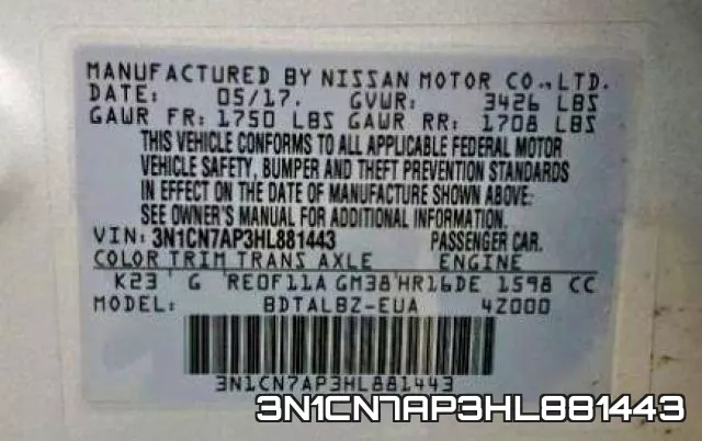 3N1CN7AP3HL881443 фото 2