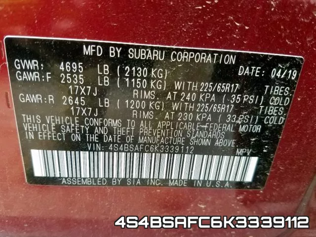 4S4BSAFC6K3339112 фото 2