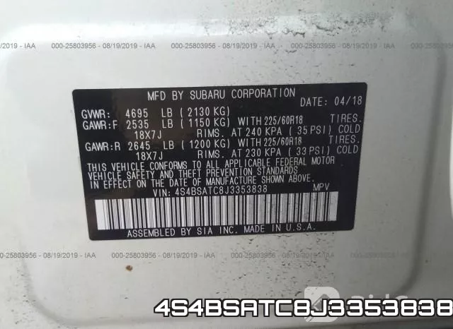 4S4BSATC8J3353838 фото 10
