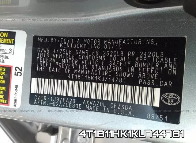 4T1B11HK1KU744781 фото 10