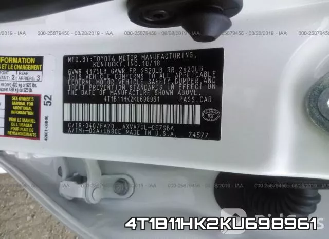 4T1B11HK2KU698961 фото 9