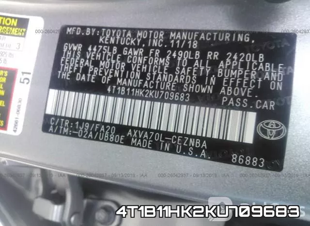 4T1B11HK2KU709683 фото 10