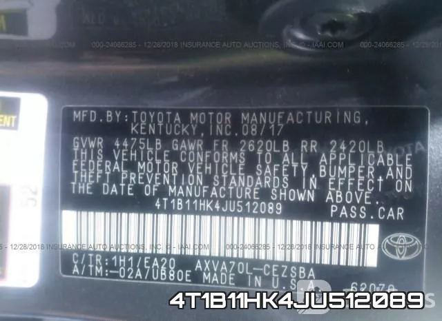 4T1B11HK4JU512089 фото 10