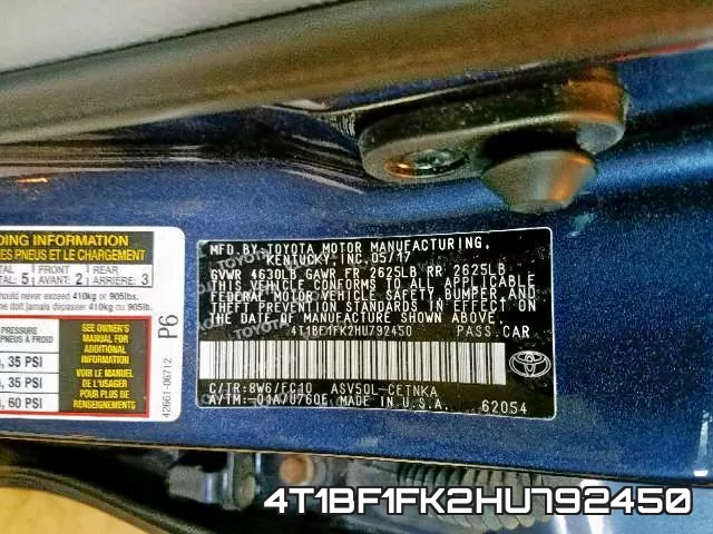 4T1BF1FK2HU792450 фото 2